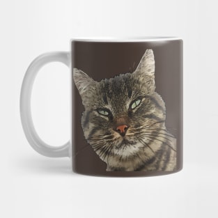 Charming Brown Tabby Cat Black Outline Art Cut Out Mug